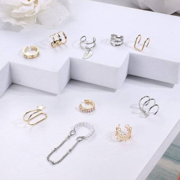 64PCS Ear Cuff Earrings for Women, Non Piercing Clip On Wrap Cartilage Earrings - Picture 9 of 9